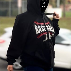 Baseball Mom HTV glitter zipper hoodie. Warm and cozy for your baseball game.